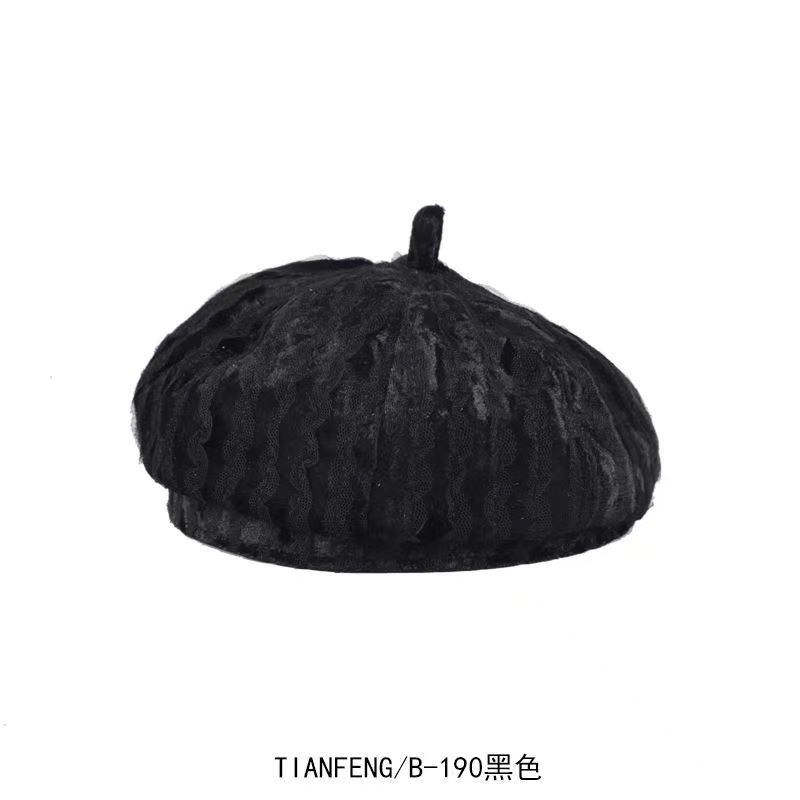 Beret lady spring and autumn Korean web celebrity octagonal hat day art versatile pumpkin hat retro British velvet hat trend Application Scenario